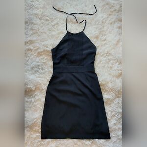 Silk Like, Very Flattering Black Halter Dress